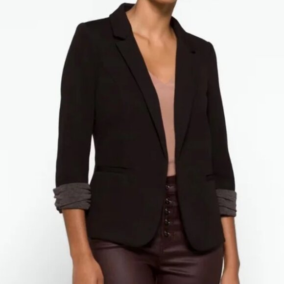 Skies Are Blue Asa Knit Black Cuffed Sleeve Open Blazer - Picture 14 of 14